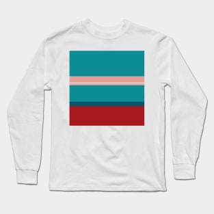 A neat joint of Rouge, Blush, Silver, Dark Cyan and Philippine Indigo stripes. Long Sleeve T-Shirt